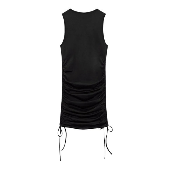 ZARA | Black | RUCHED SEAMLESS DRESS - Picture 3 of 11